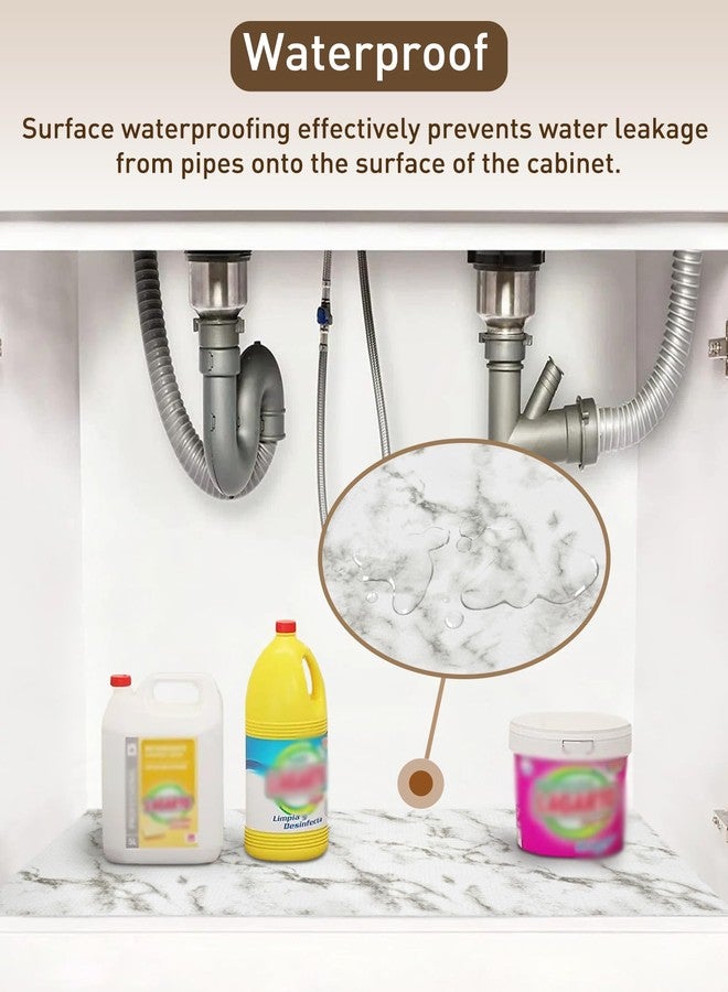 MelunMer Drawer Shelf Liners for Kitchen Cabinets Non-Adhesive 12in X 23.62Ft, Strong Grip Non Slip Bathroom Cupboard Liner Drawers, Shelf Paper Thick Easy to Clean Waterproof/Washable Mat Grey Marble - Image 5